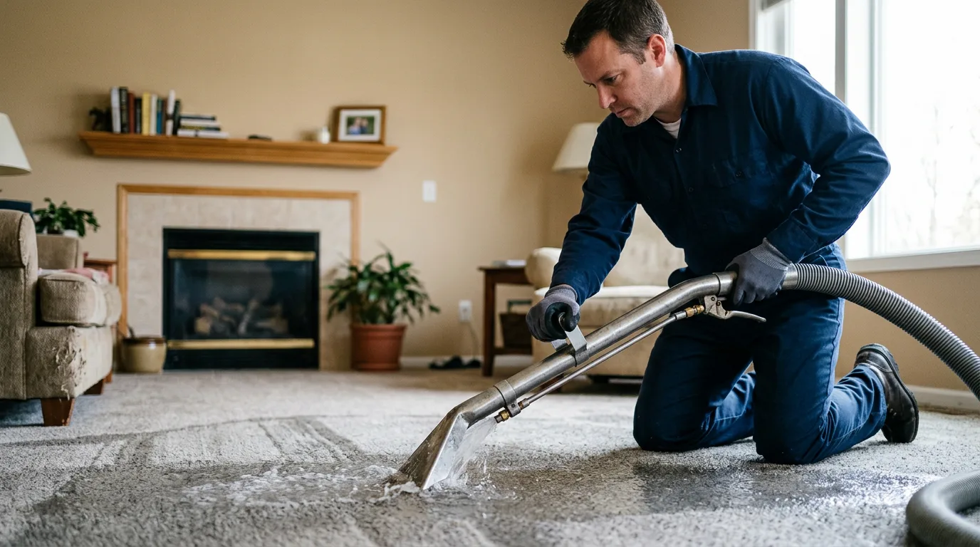 Water damage restoration technician working near Weaverville, NC